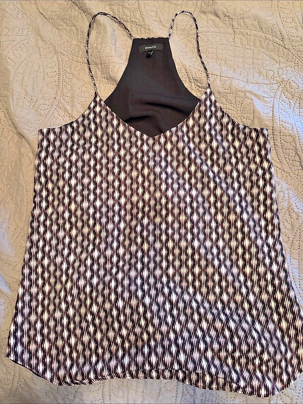 RW&CO. Women's Geometric Tank Top in Black & Pink Small